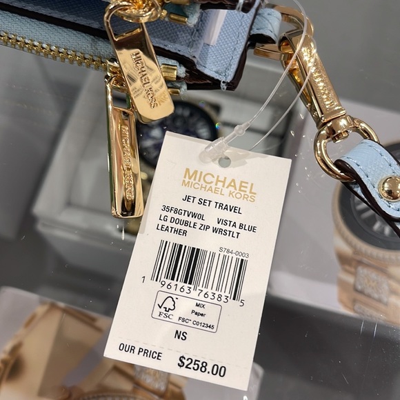 MICHAEL KORS LARGE DOUBLE ZIP WRISTLET WALLET PHONE CASE CLUTCH 
Vista Blue - Picture 16 of 16